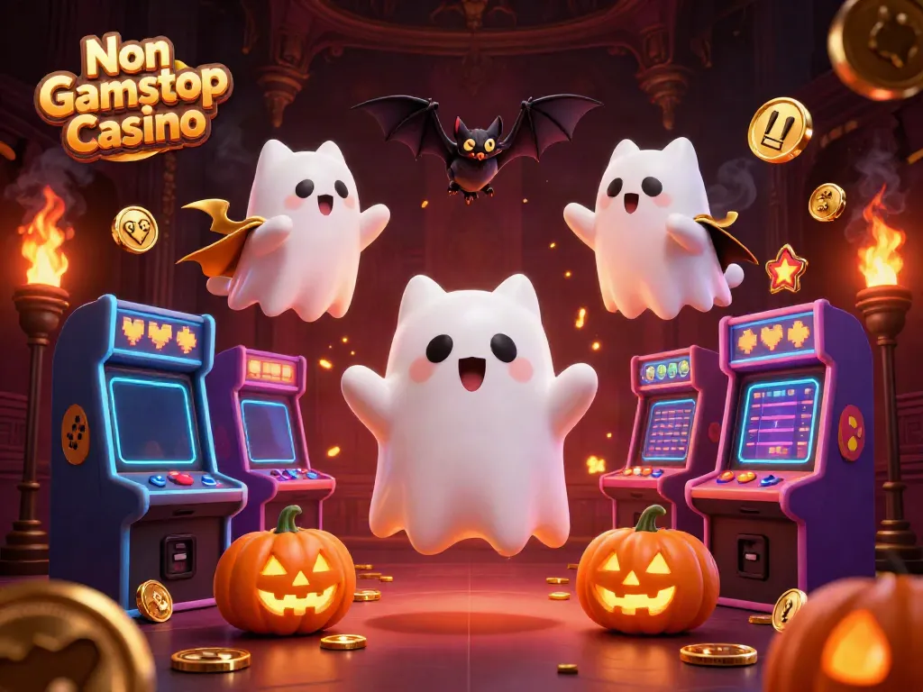 Experience the excitement of Non Gamstop Casino with a ghost cat and a vampire bat in a haunted environment full of games.