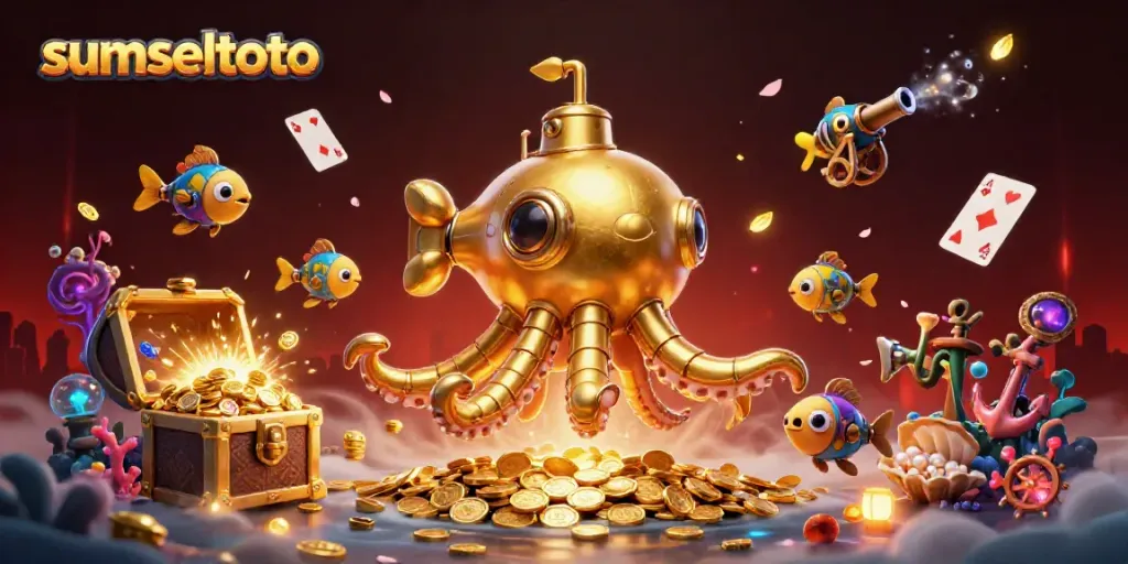 Engage in thrilling gaming adventures at Sumseltoto with an epic 3D kraken scene.