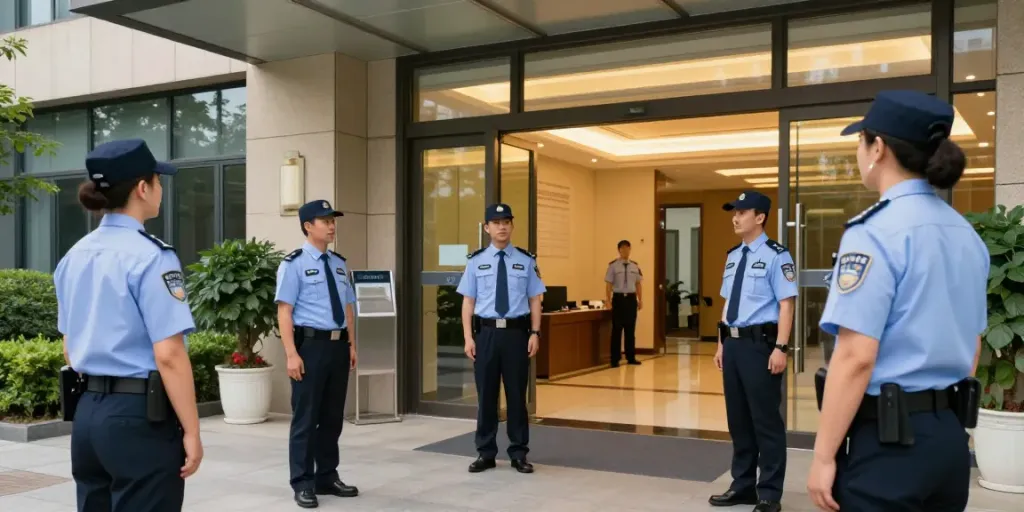 Corporate security professionals providing trusted, reliable services at a nearby business.