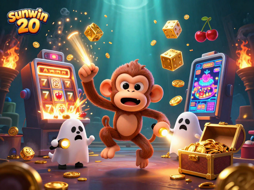 Experience thrilling wins with sunwin 20: a vibrant haunted casino scene filled with gold and excitement.
