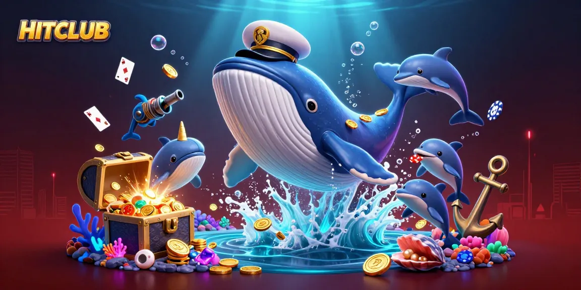 Experience exciting gameplay at HITCLUB with the whales and dolphins amidst a treasure-filled underwater casino.