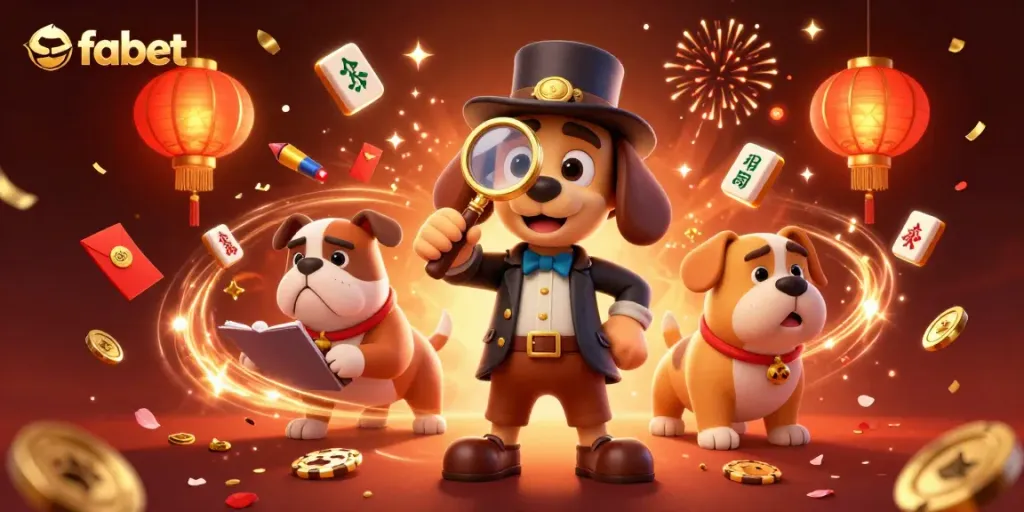 Experience the exciting world of fabet with this vibrant 3D casino illustration showcasing a detective and fun gaming elements.