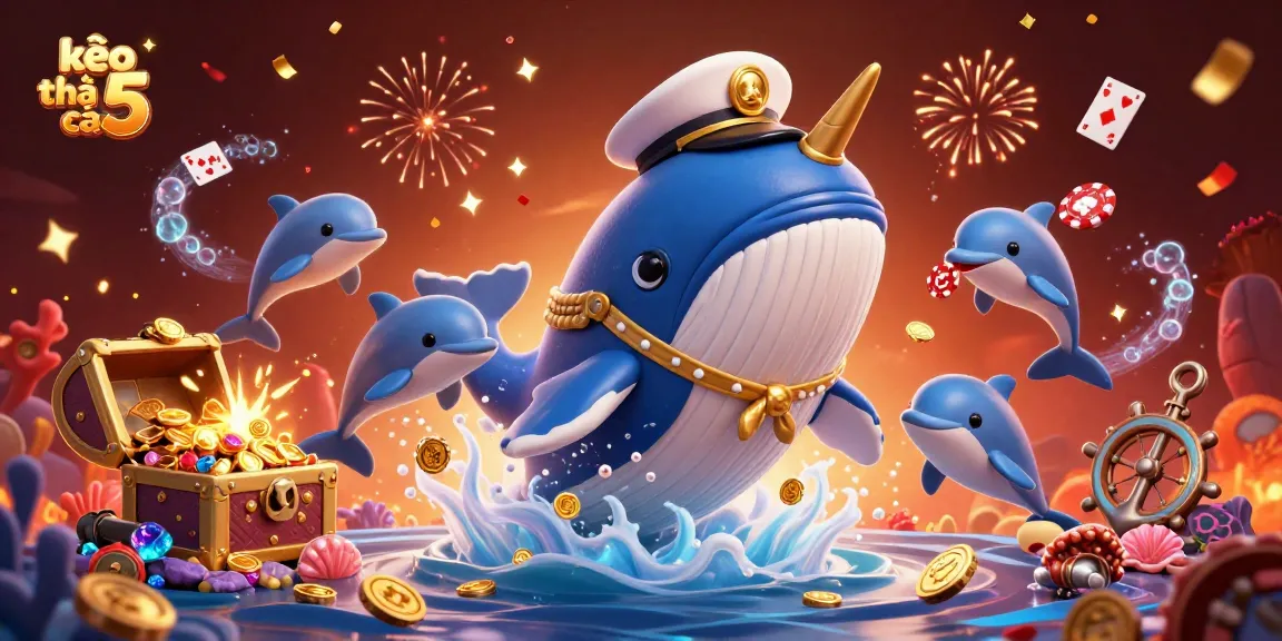 Engage with kèo nhà cái 5 in this vibrant underwater gambling world illustration filled with casino-themed characters and elements.