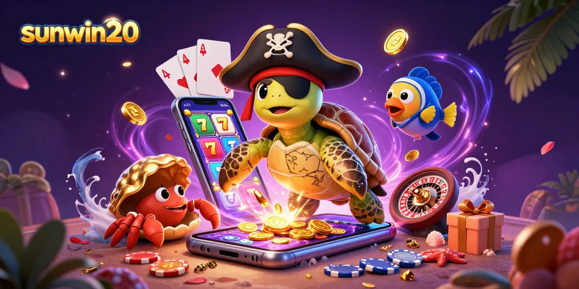 Experience exciting gameplay with sunwin20 featuring a pirate turtle and vibrant casino elements.